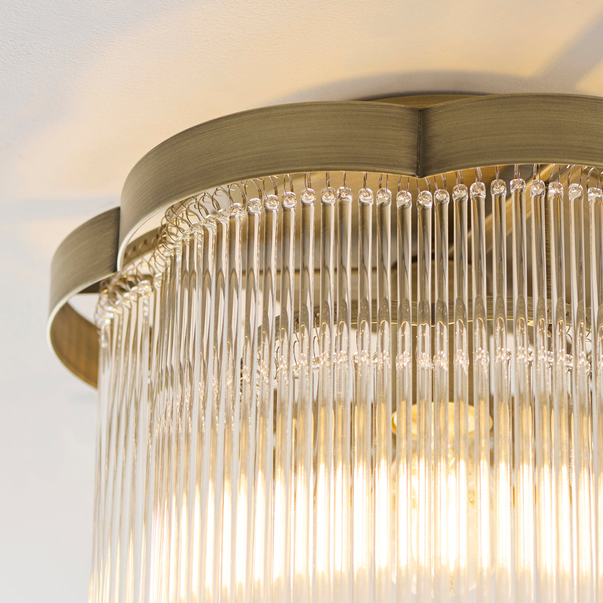 Endon Lucille Flush Antique brass & clear glass