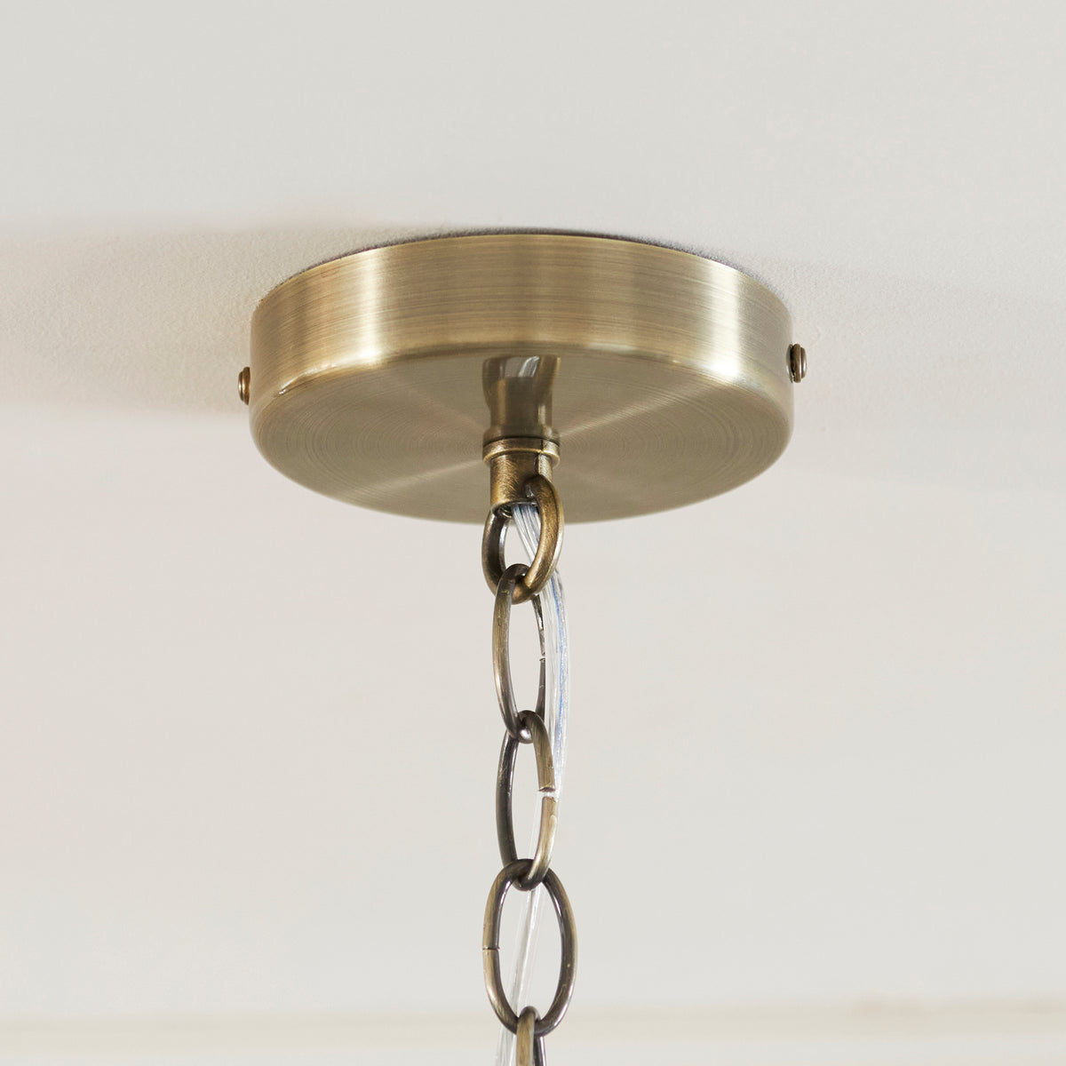 Endon Ridgeton Scallop 3lt Pendant Antique brass plate & clear ribbed glass