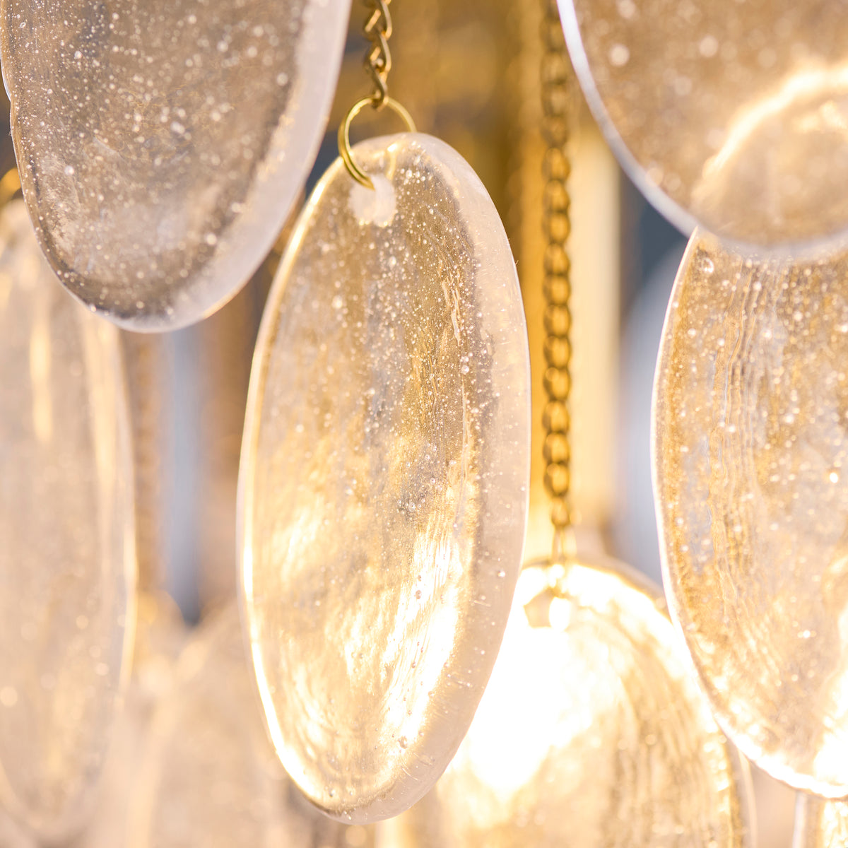 Endon Loretta 3lt Pendant Brushed aged brass plate & clear bubble glass