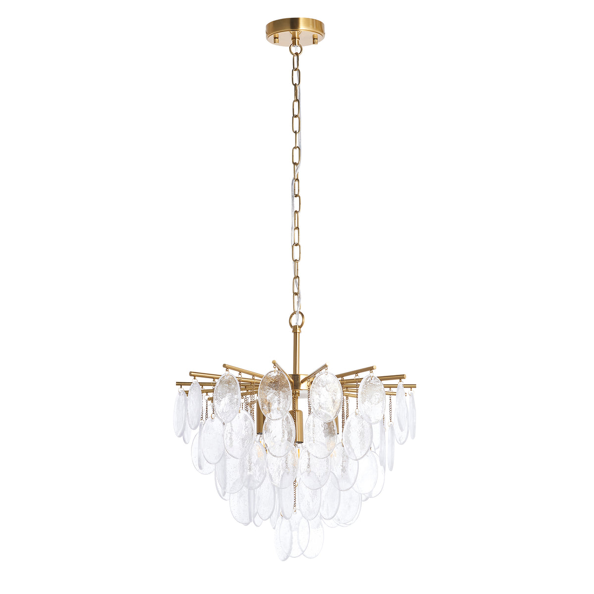 Endon Loretta 3lt Pendant Brushed aged brass plate & clear bubble glass
