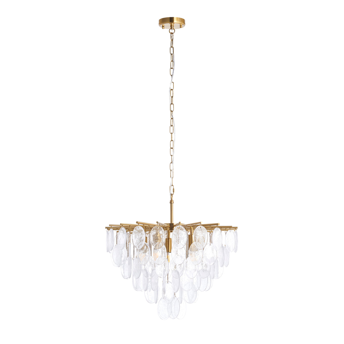 Endon Loretta 5lt Pendant Brushed aged brass plate & clear bubble glass