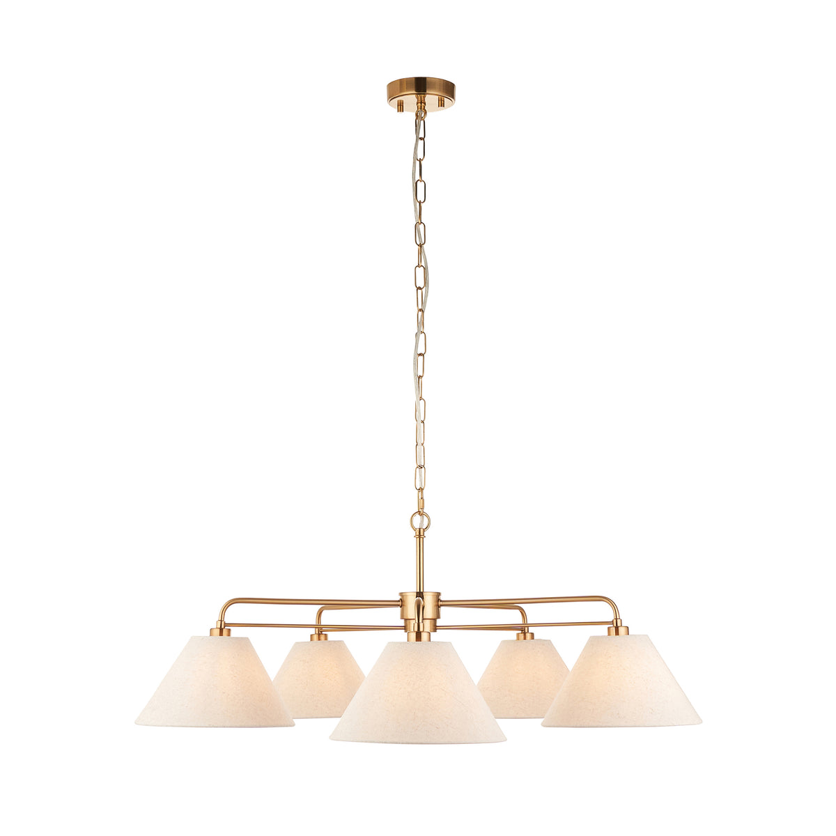 Endon Wallbridge 5lt Pendant Brushed aged brass plate & natural linen