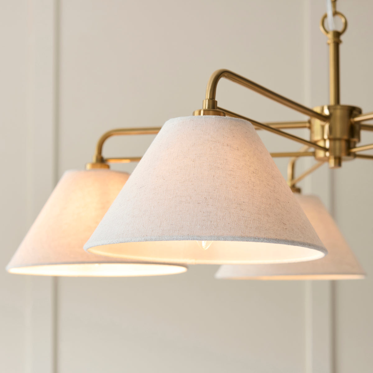 Endon Wallbridge 5lt Pendant Brushed aged brass plate & natural linen