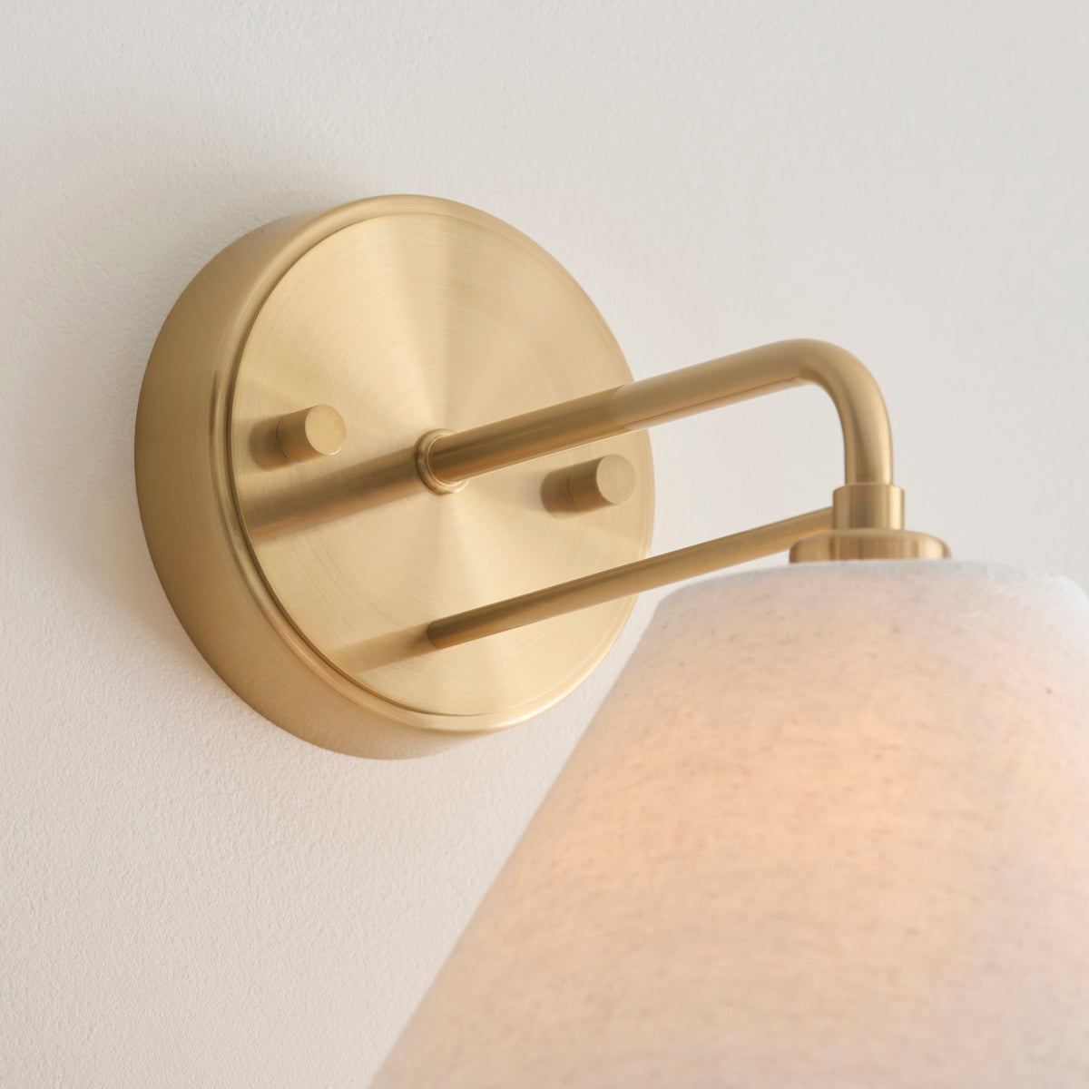 Endon Wallbridge Wall Brushed aged brass plate & natural linen