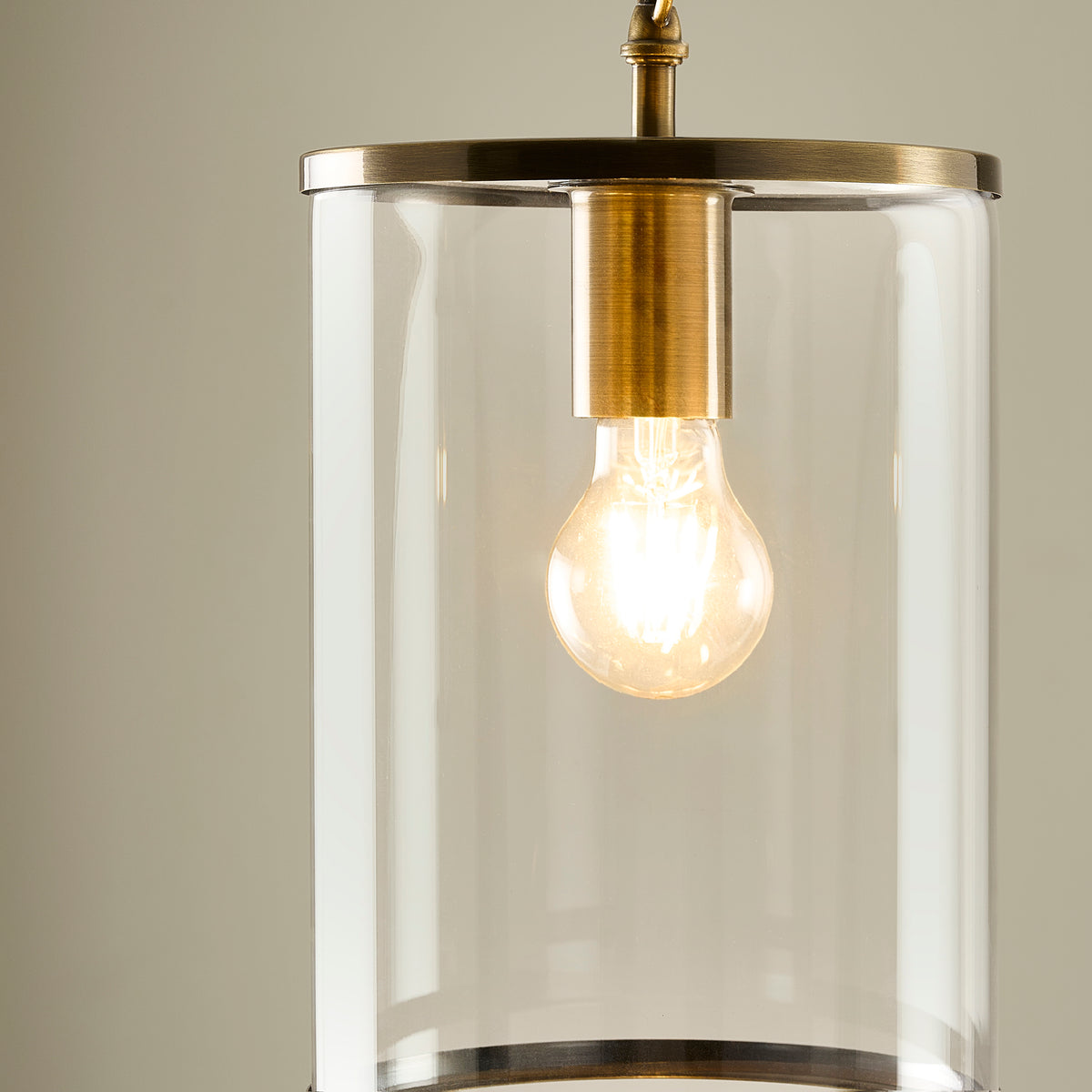 Endon Hebden Pendant Antique brass plate & clear glass