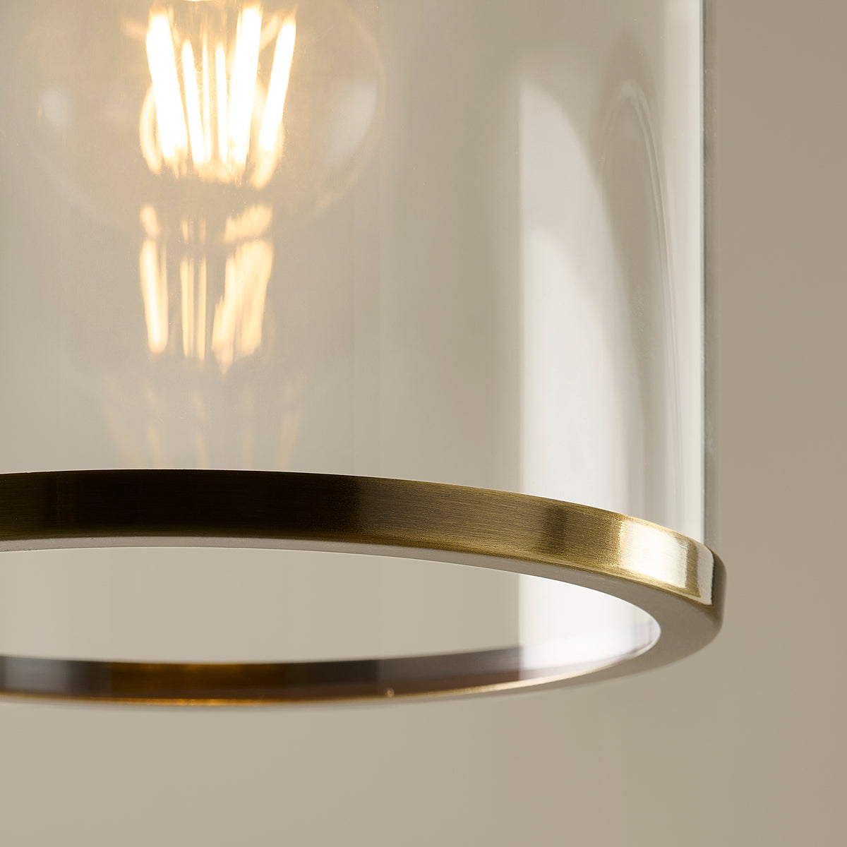 Endon Hebden Pendant Antique brass plate & clear glass