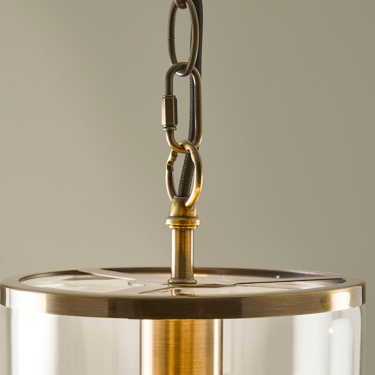 Endon Hebden Pendant Antique brass plate & clear glass
