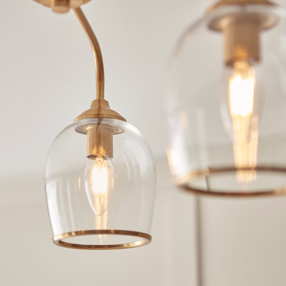 Endon Ashcroft 3lt Semi Flush Brushed aged brass plate & clear glass