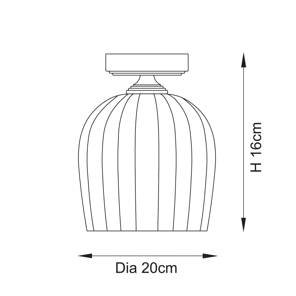 Endon Ashcroft Ribbed Flush Brushed aged brass plate & clear ribbed glass