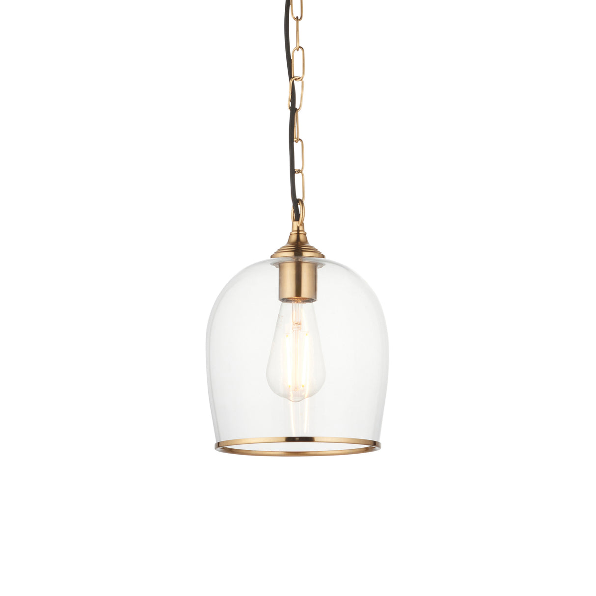 Endon Ashcroft Pendant Brushed aged brass plate & clear glass