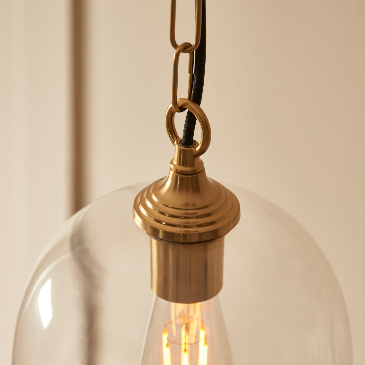 Endon Ashcroft Pendant Brushed aged brass plate & clear glass