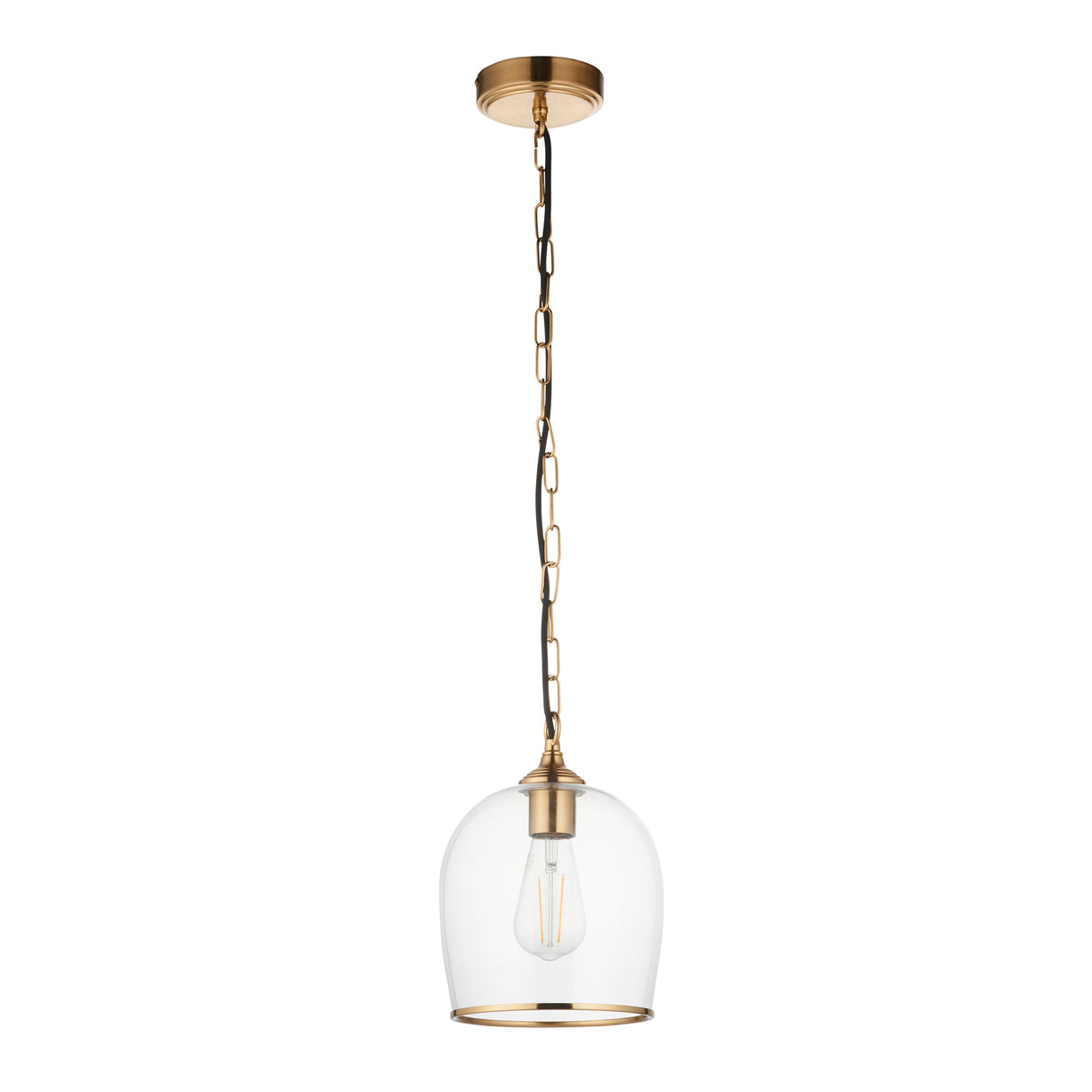 Endon Ashcroft Pendant Brushed aged brass plate & clear glass
