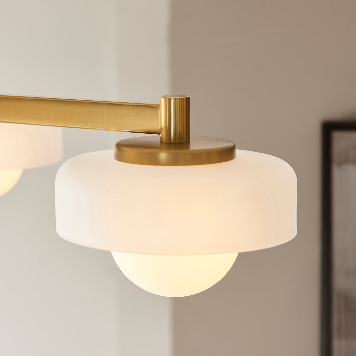 Endon Boss 3lt Semi Flush Brushed aged brass plate with frosted & opal glass