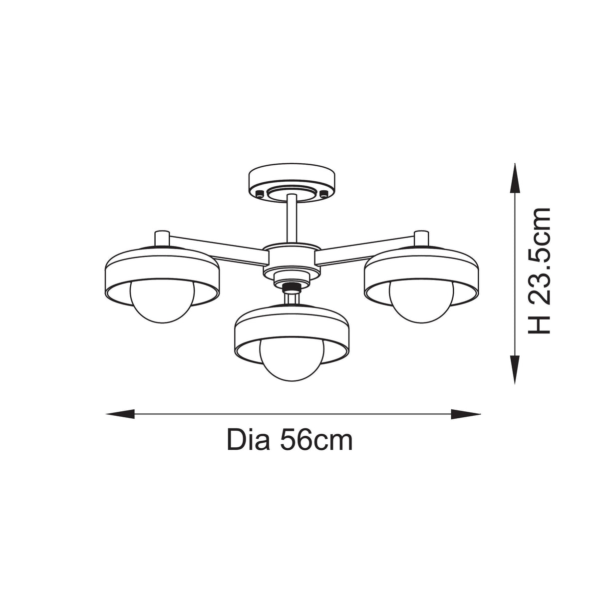 Endon Boss 3lt Semi Flush Brushed aged brass plate with frosted & opal glass