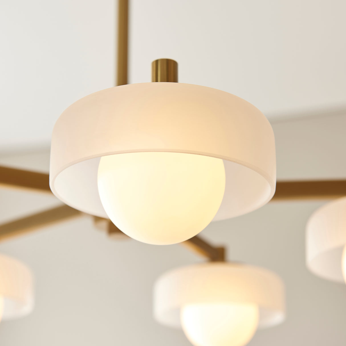 Endon Boss 5lt Pendant Brushed aged brass plate with frosted & opal glass