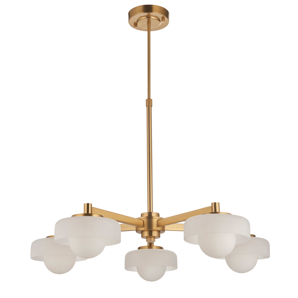 Endon Boss 5lt Pendant Brushed aged brass plate with frosted & opal glass
