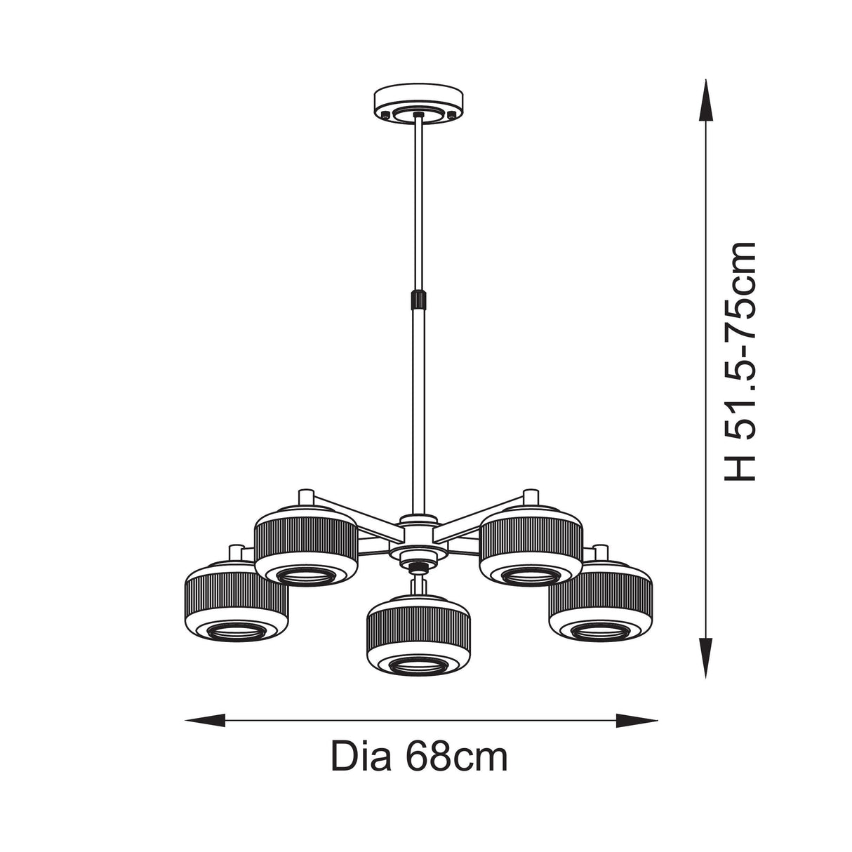 Endon Stamford 5lt Pendant Brushed aged brass plate & clear ribbed glass