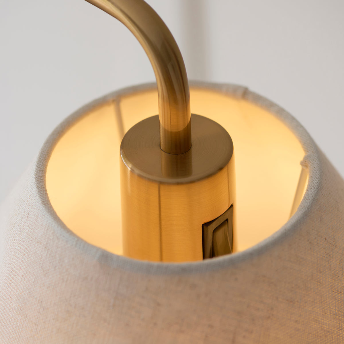 Endon Wallbridge Floor Brushed aged brass plate, white marble & natural faux linen