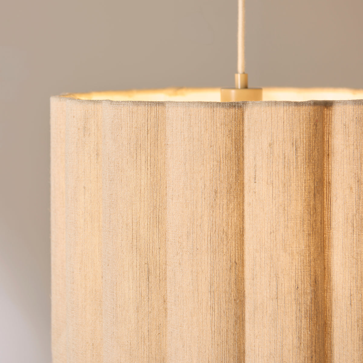 Endon Olson Pendant Oak stained wood & natural fabric