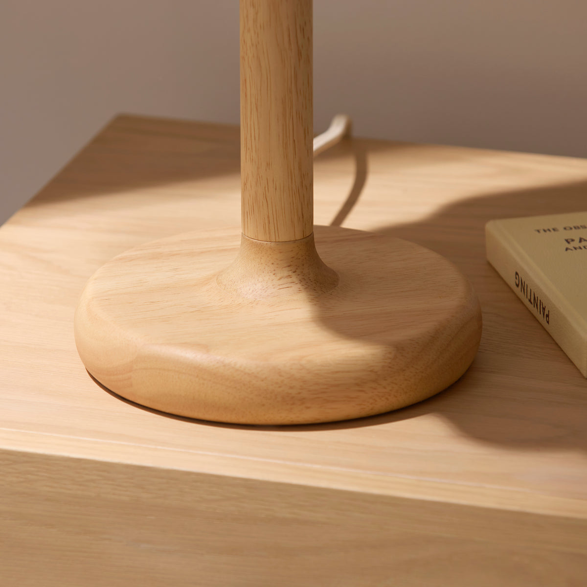 Endon Olson Table Oak stained wood & natural fabric