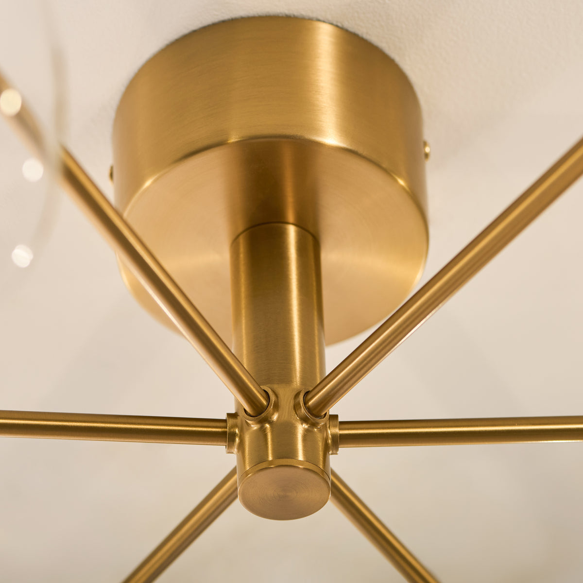 Endon Oslo 6lt Semi Flush Brushed aged brass plate & clear glass