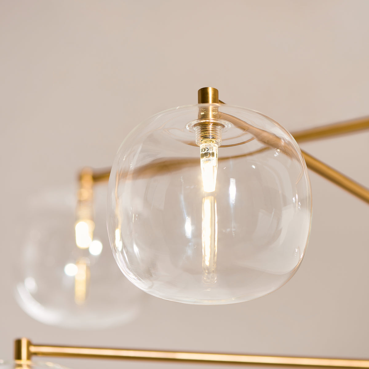 Endon Oslo 6lt Pendant Brushed aged brass plate & clear glass