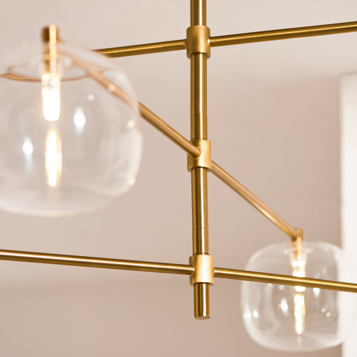 Endon Oslo 6lt Pendant Brushed aged brass plate & clear glass