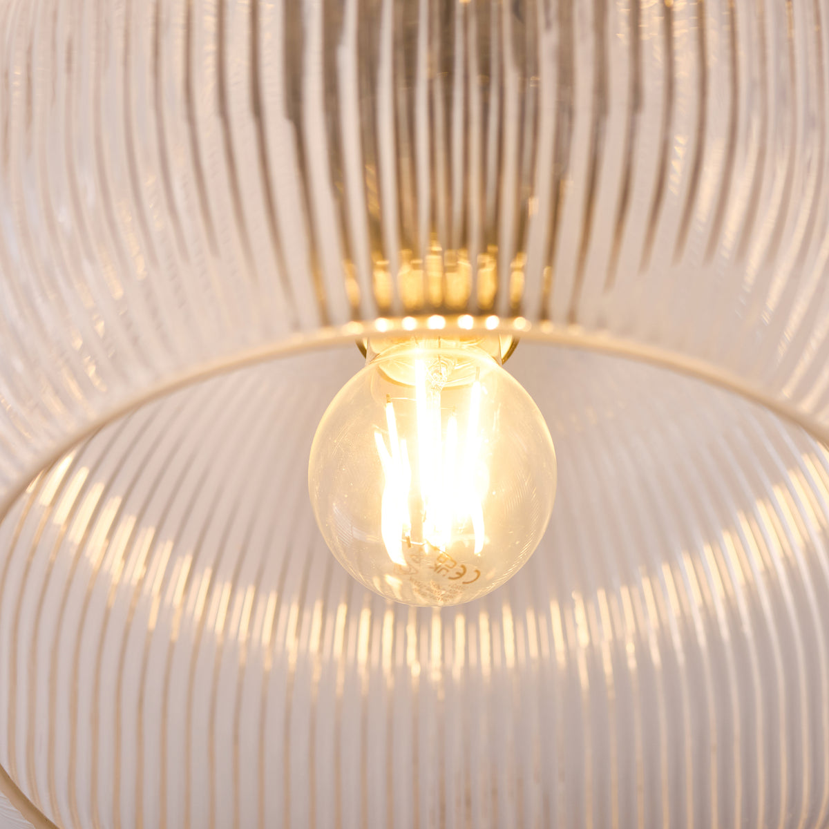 Endon Harborne Flush Antique brass plate & clear ribbed glass