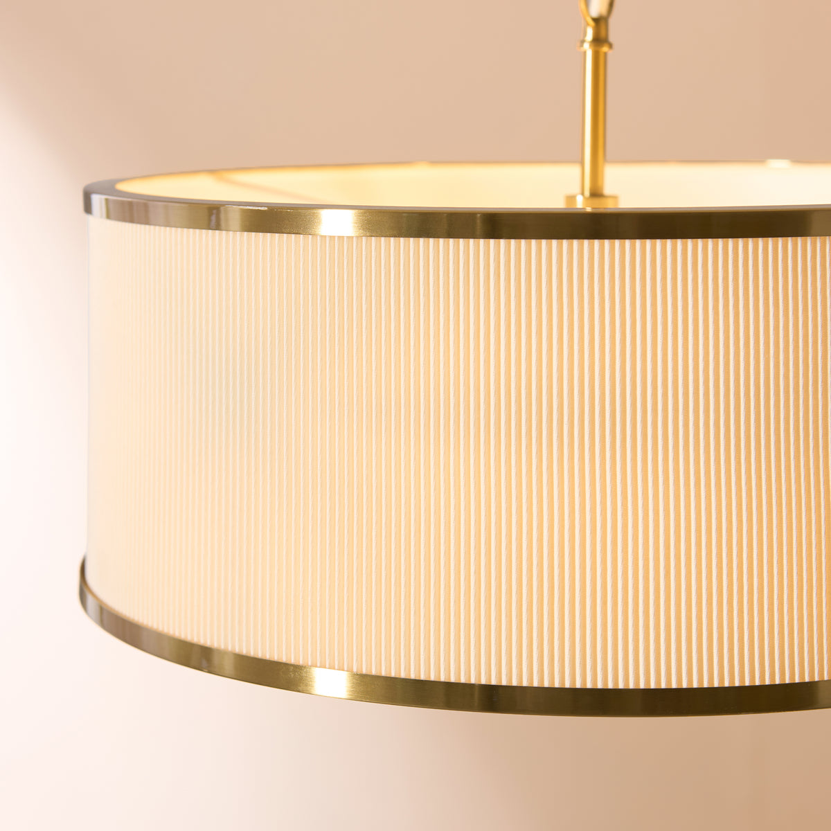 Endon Lexi 3lt Pendant Ivory fabric, brushed aged brass & frosted glass