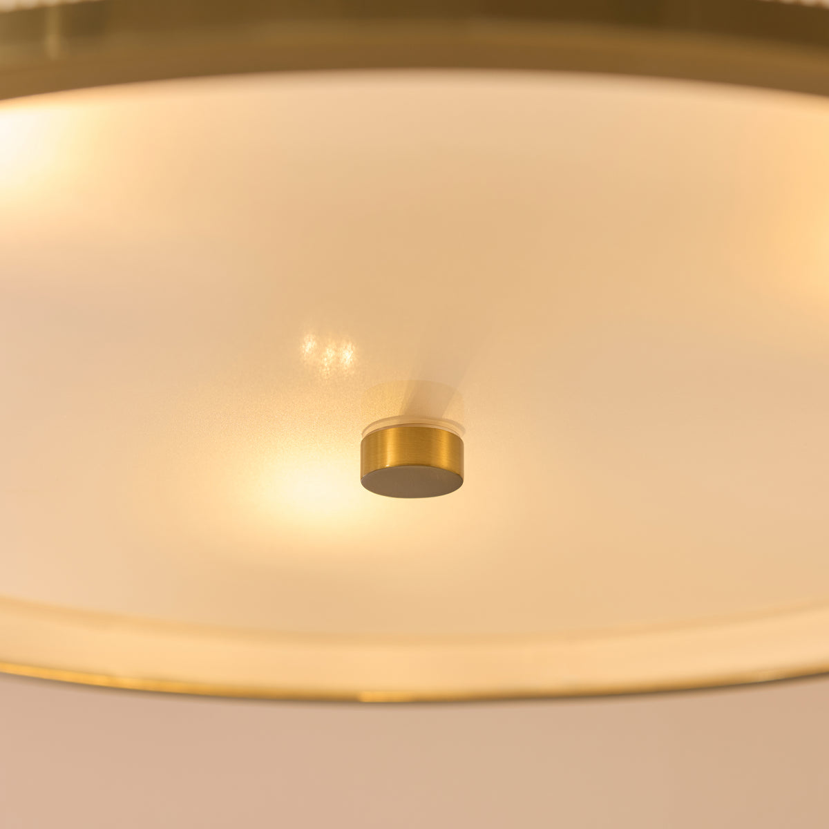 Endon Lexi 3lt Pendant Ivory fabric, brushed aged brass & frosted glass