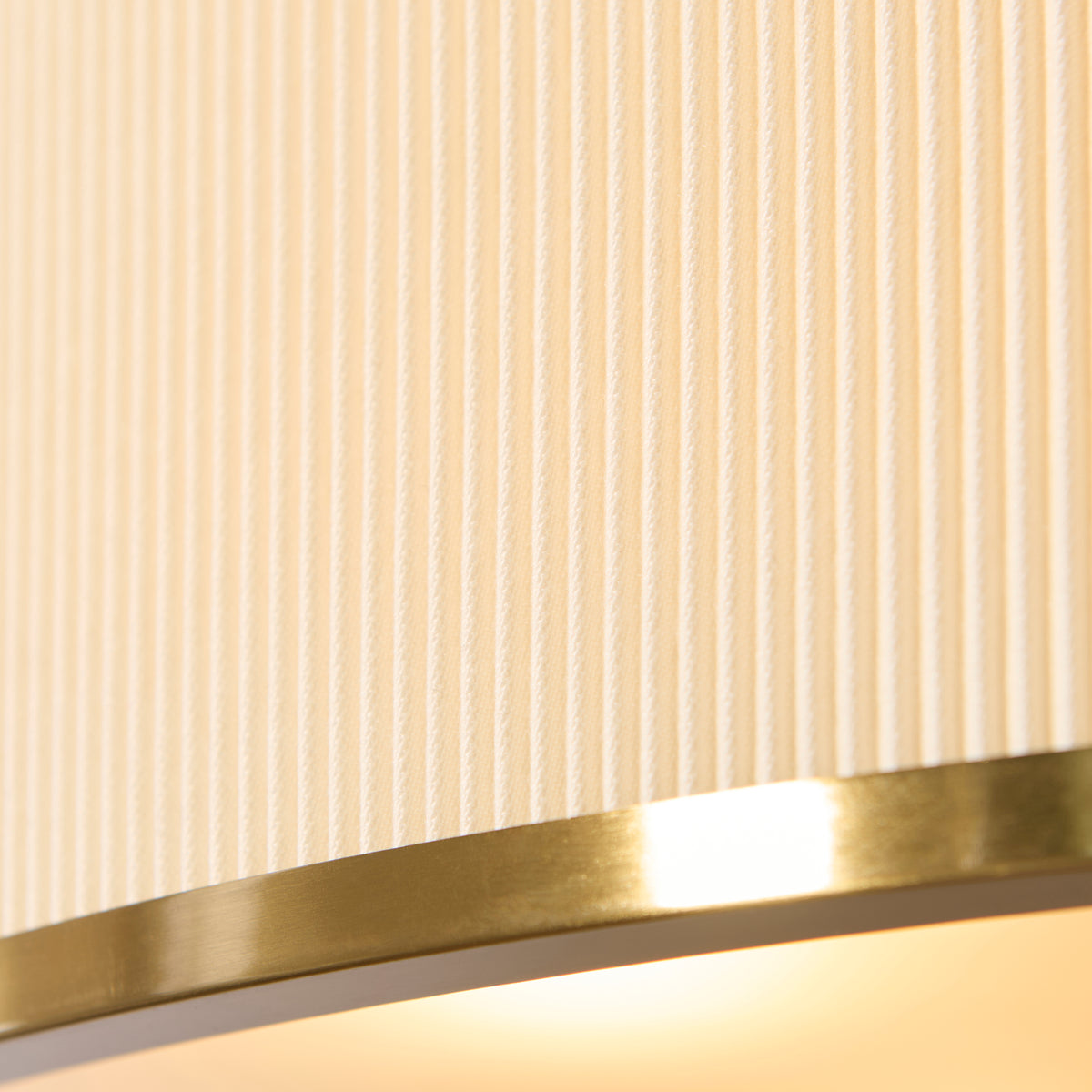 Endon Lexi 5lt Pendant Ivory fabric, brushed aged brass & frosted glass