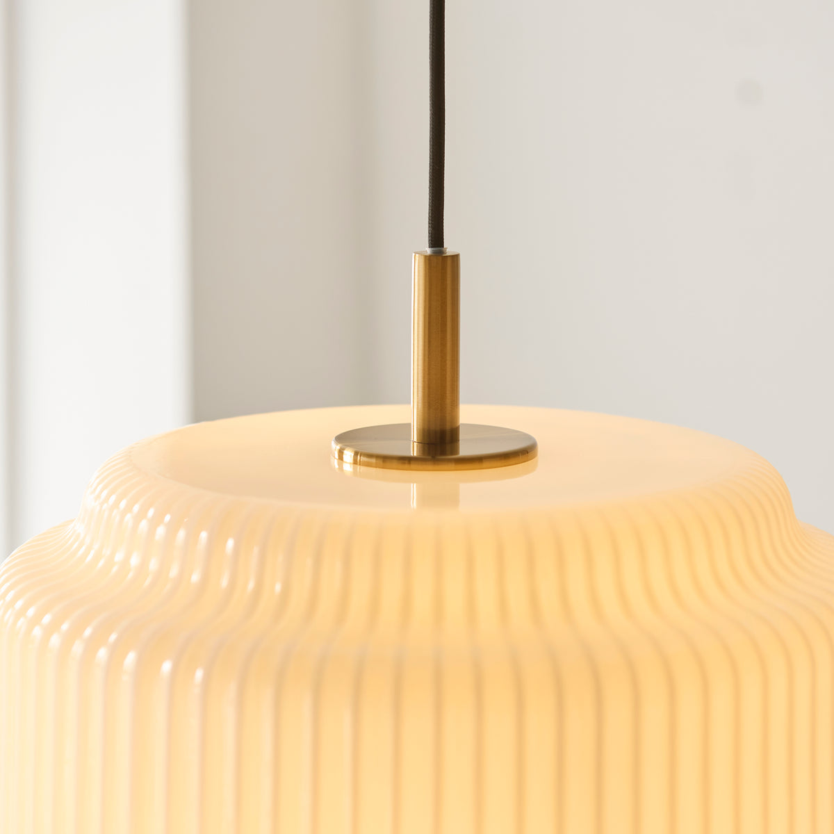 Endon Evora Pendant Brushed aged brass plate & opal ribbed glass