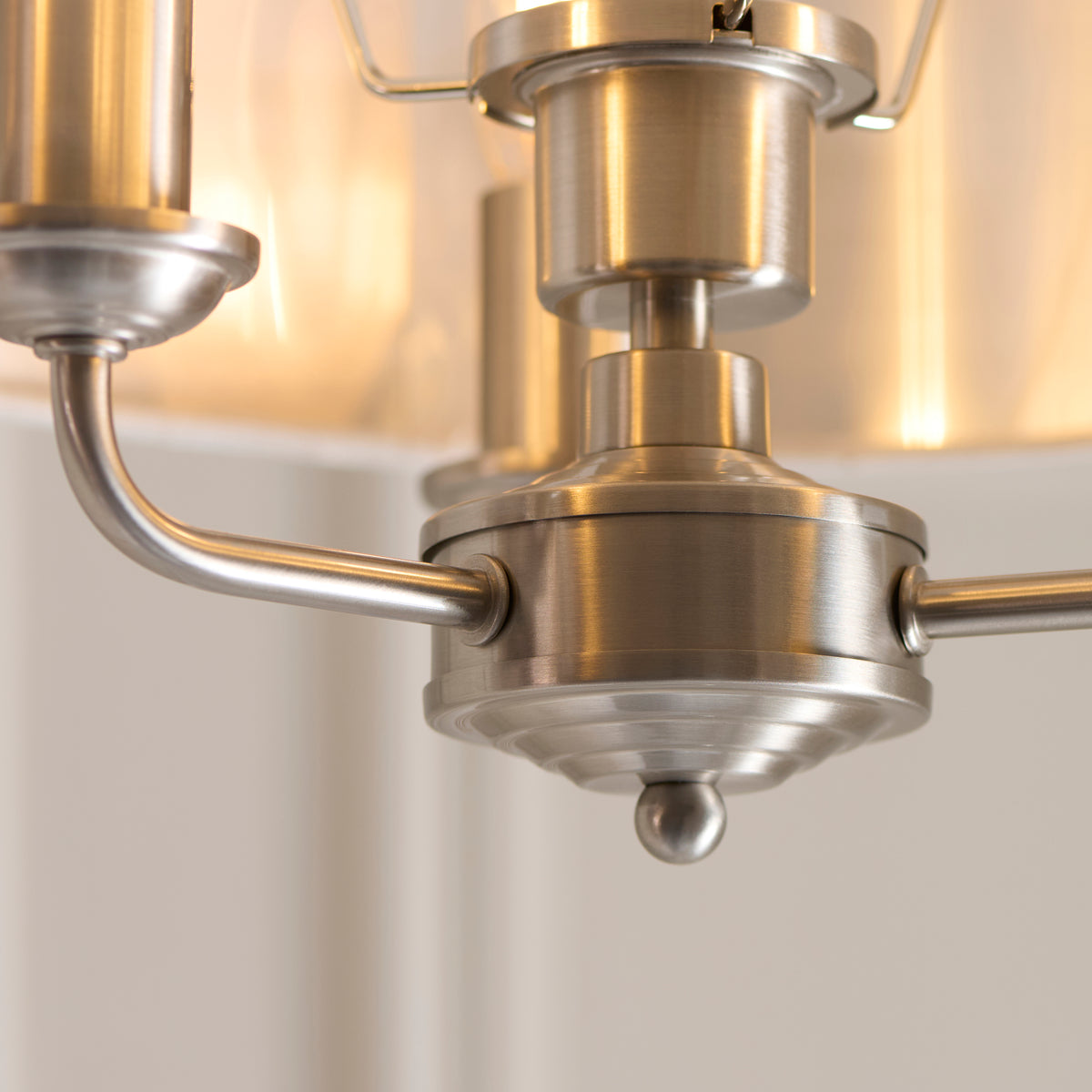 Endon Highclere 3lt Flush Brushed chrome plate & natural fabric
