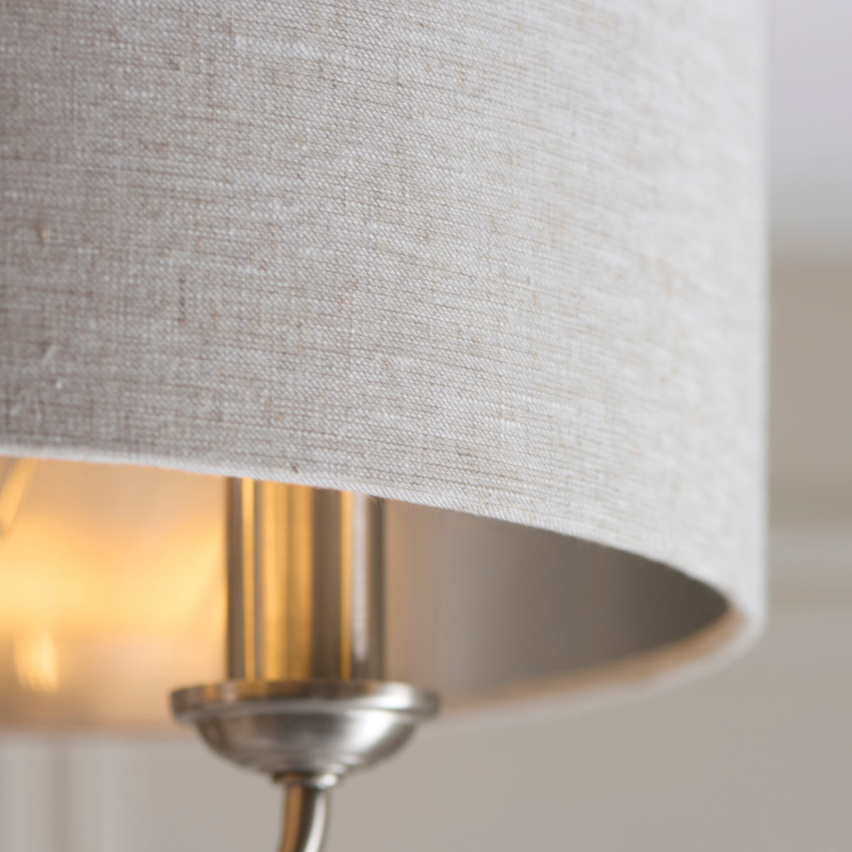 Endon Highclere 3lt Flush Brushed chrome plate & natural fabric