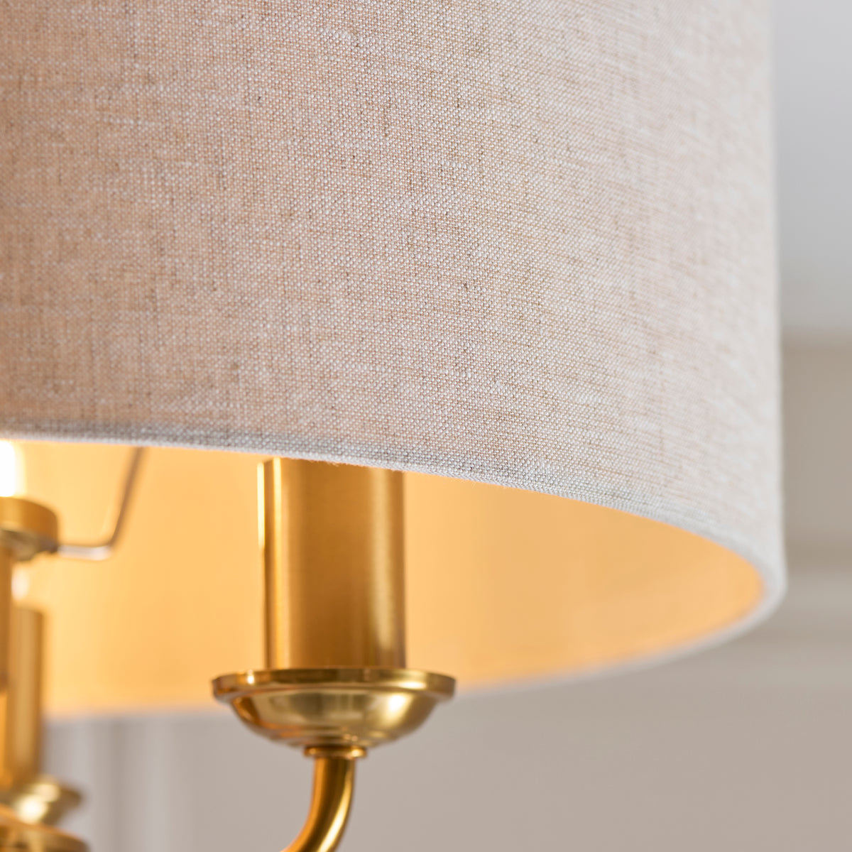 Endon Highclere 3lt Flush Vintage brass & natural linen