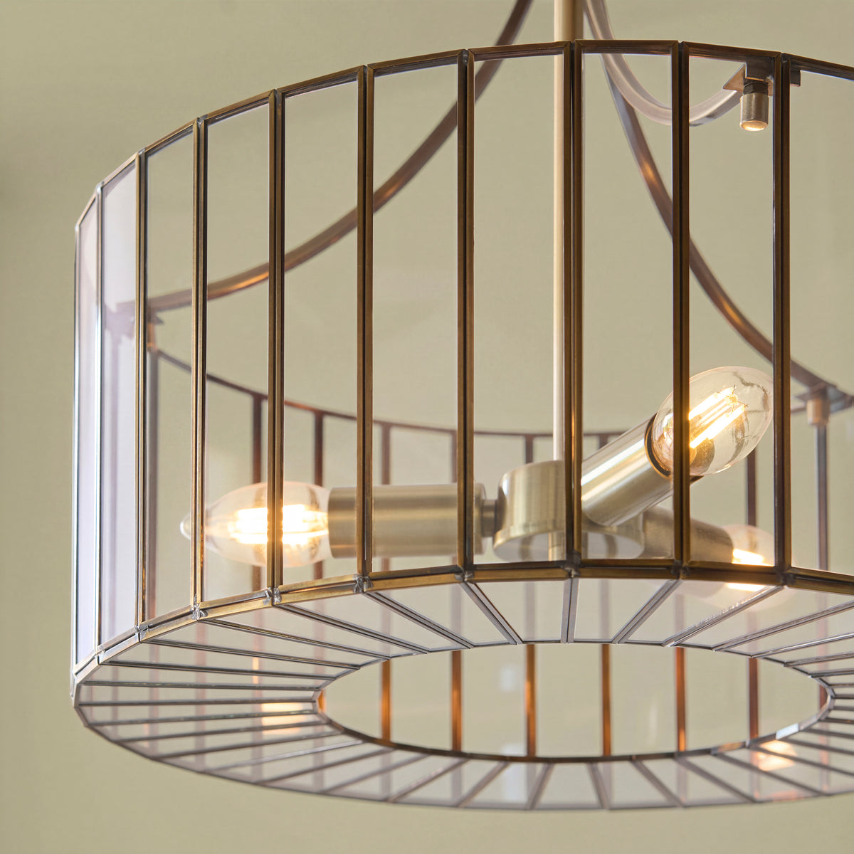 Endon Antalya 3lt Pendant Antique solid brass with clear glass