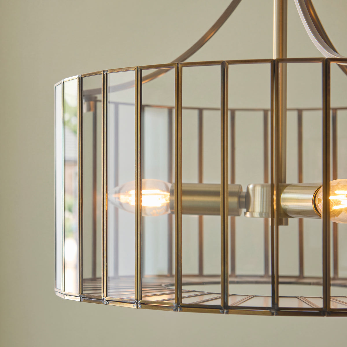Endon Antalya 3lt Pendant Antique solid brass with clear glass