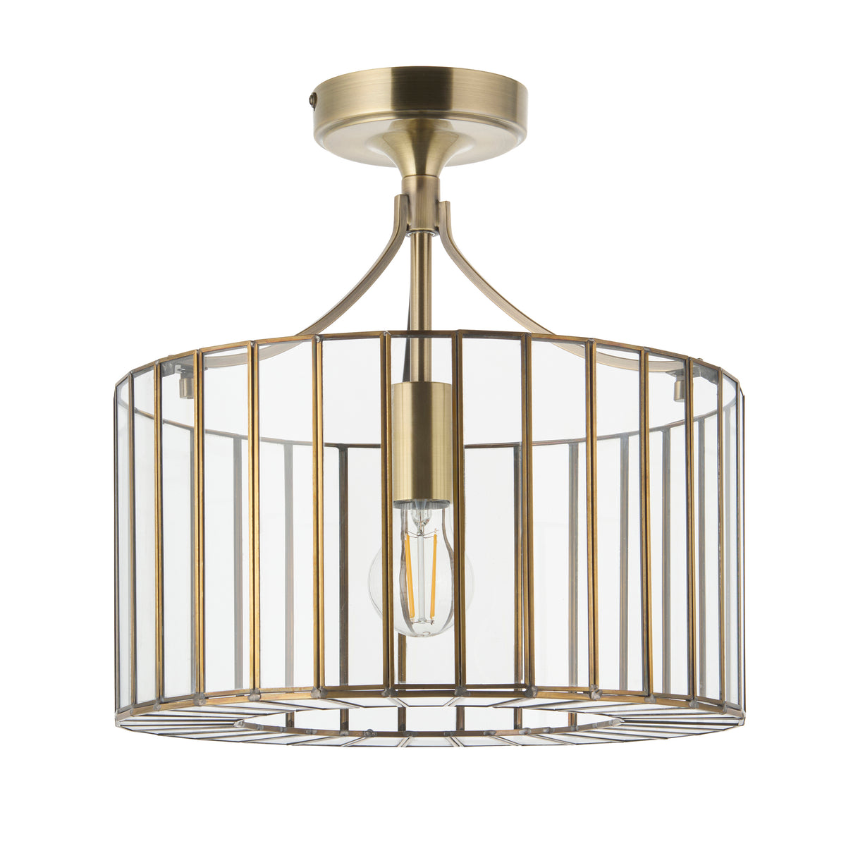 Endon Antalya Flush Antique solid brass with clear glass