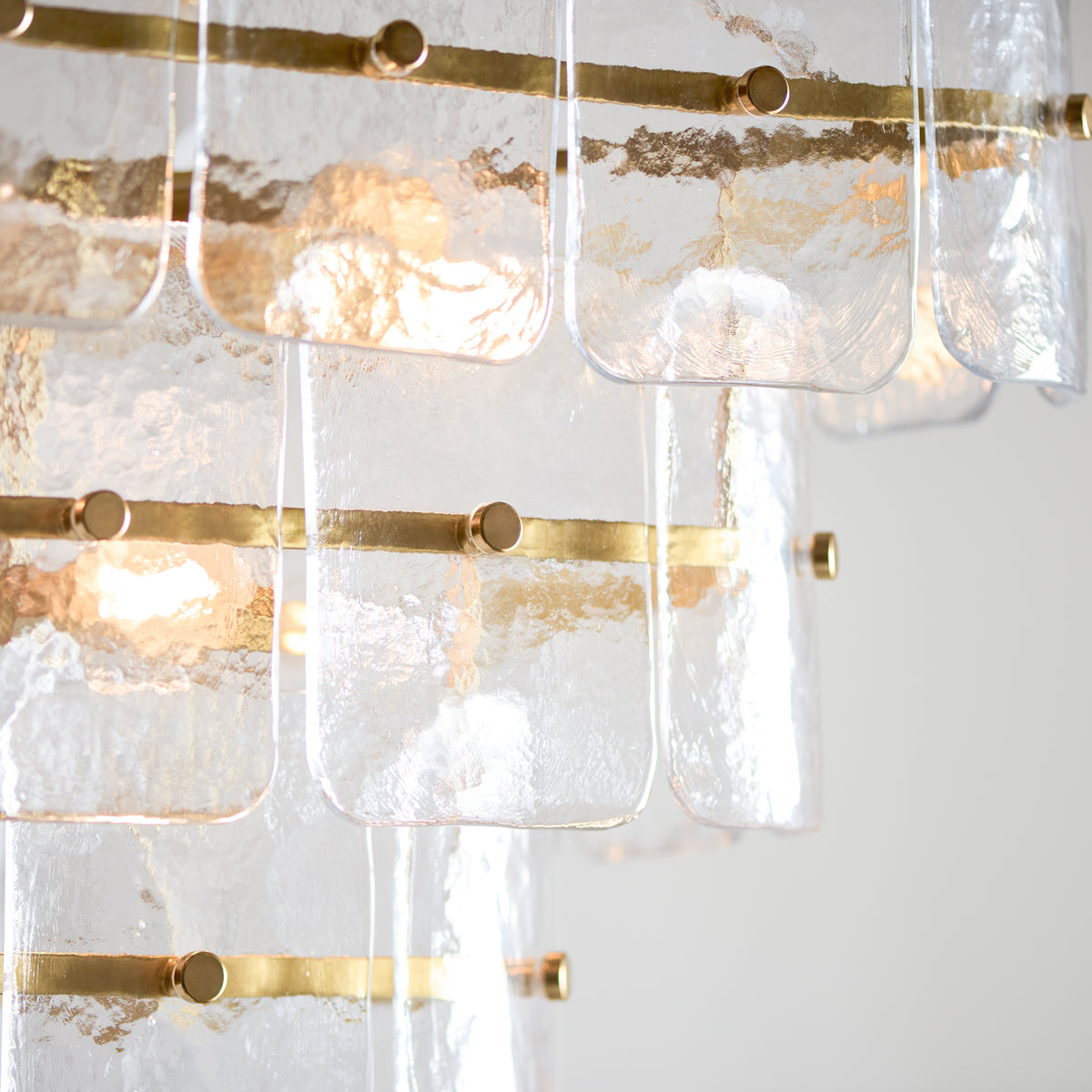 Endon Venice 10lt Pendant Brushed aged brass plate & clear handmade textured glass