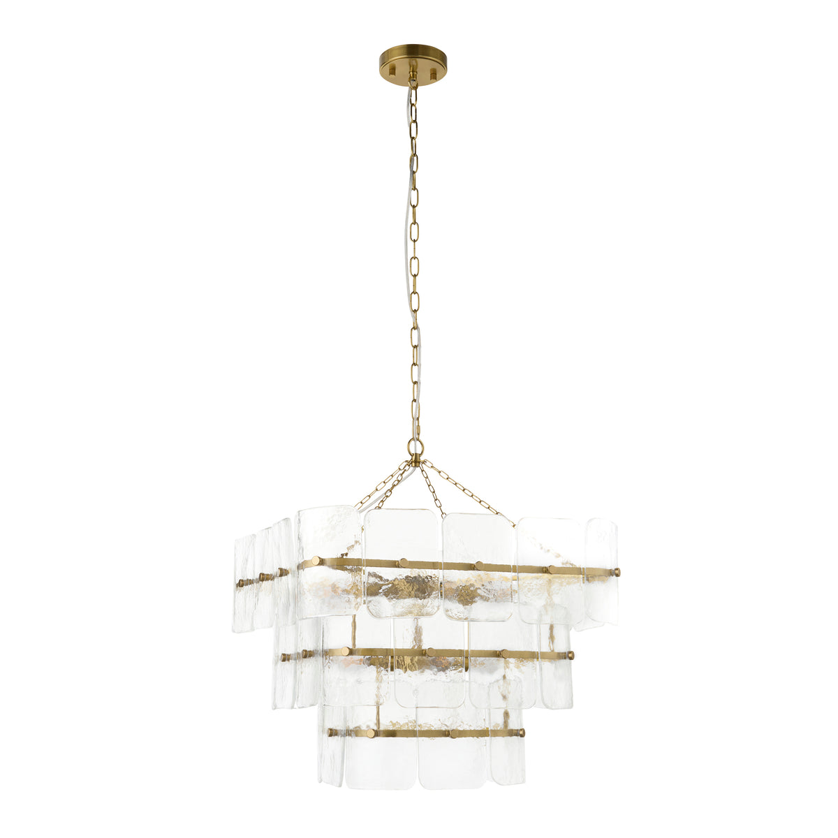 Endon Venice 10lt Pendant Brushed aged brass plate & clear handmade textured glass