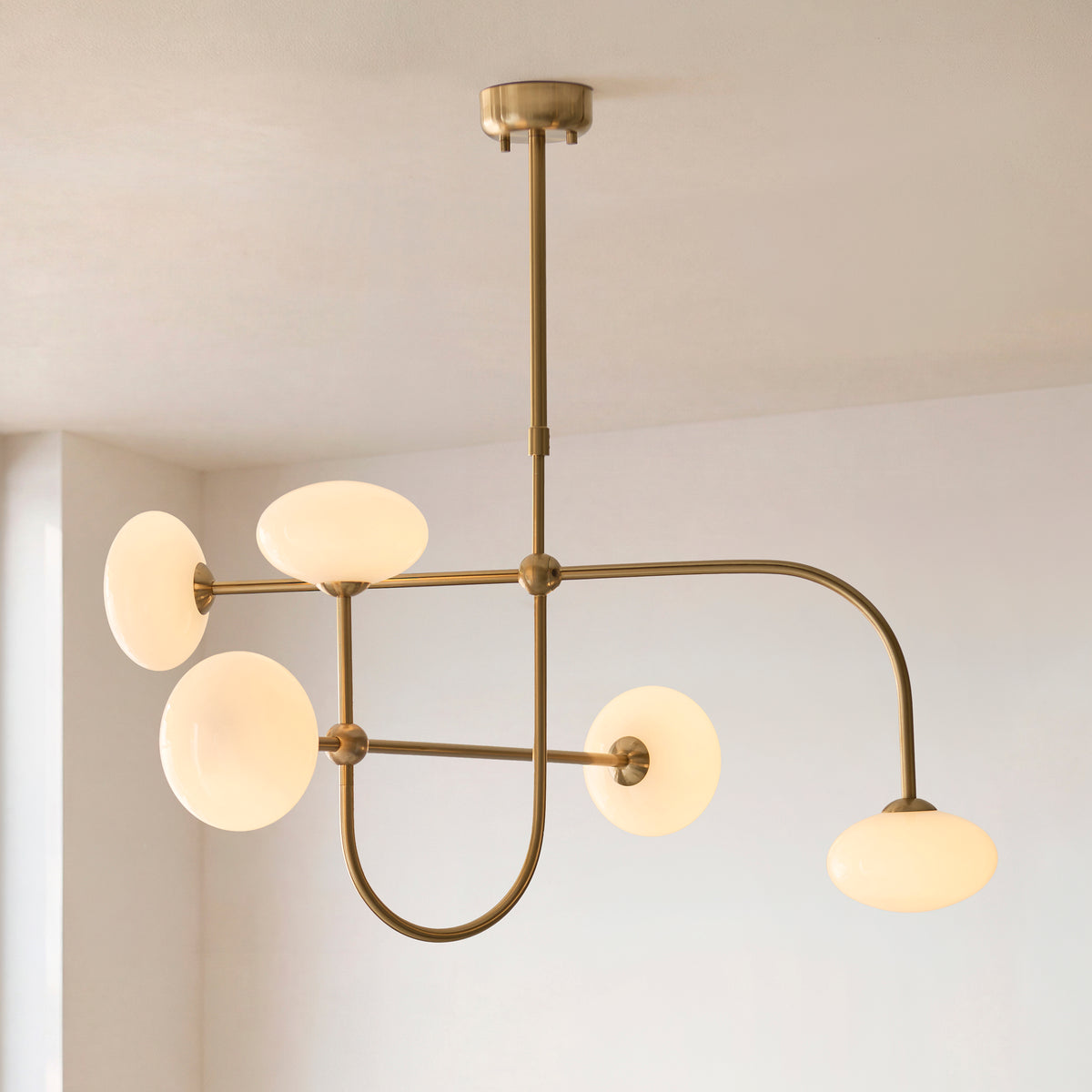Endon Ottowa 5lt Pendant Brushed aged brass plate & opal glass