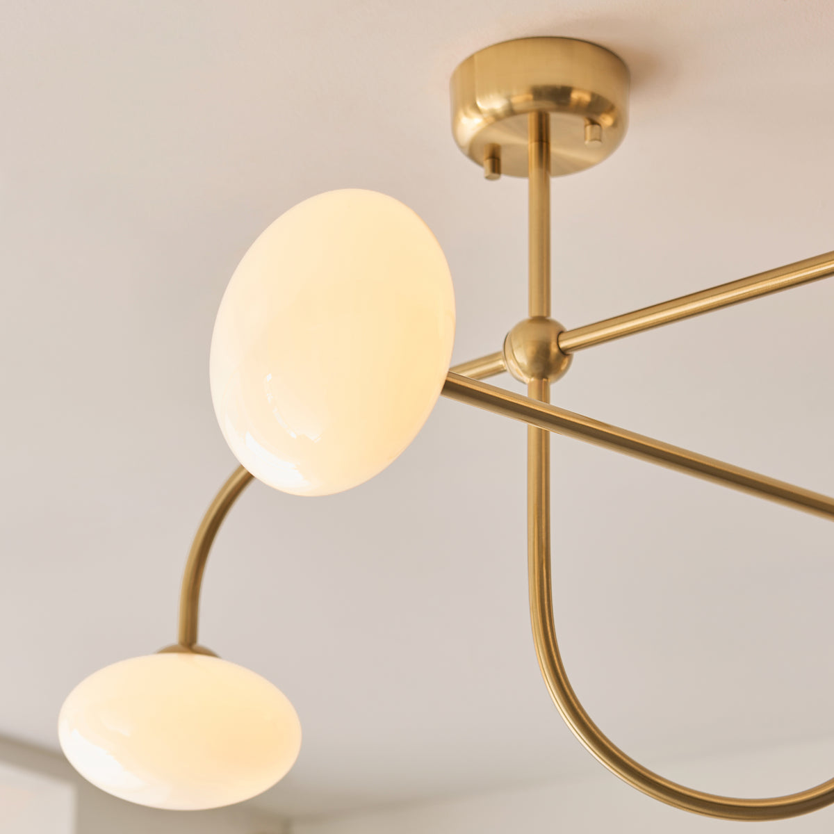 Endon Ottowa 4lt Semi Flush Brushed aged brass plate & opal glass