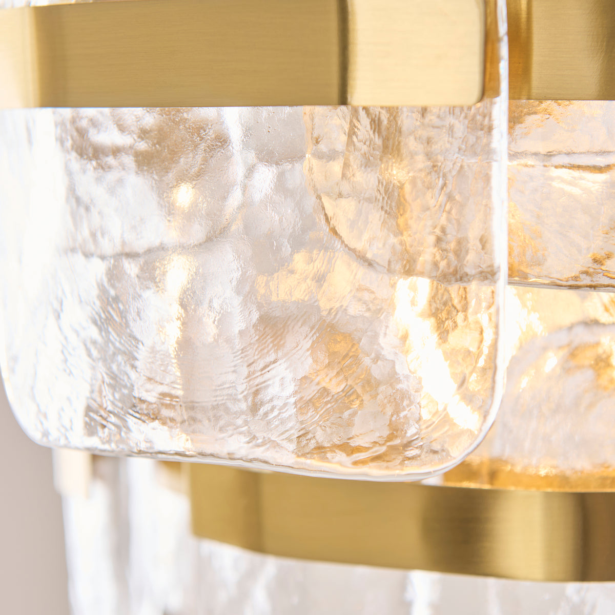 Endon Ancara 3lt Pendant Brushed aged brass plate & clear handmade textured glass