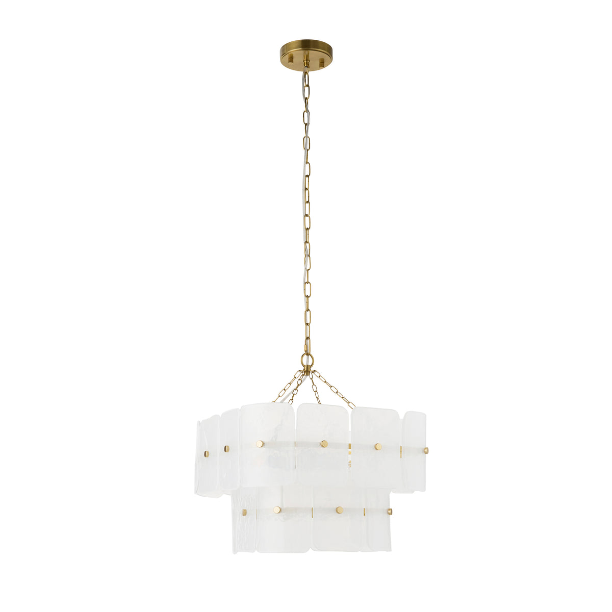 Endon Venice 4lt Pendant Brushed aged brass plate & white handmade textured glass