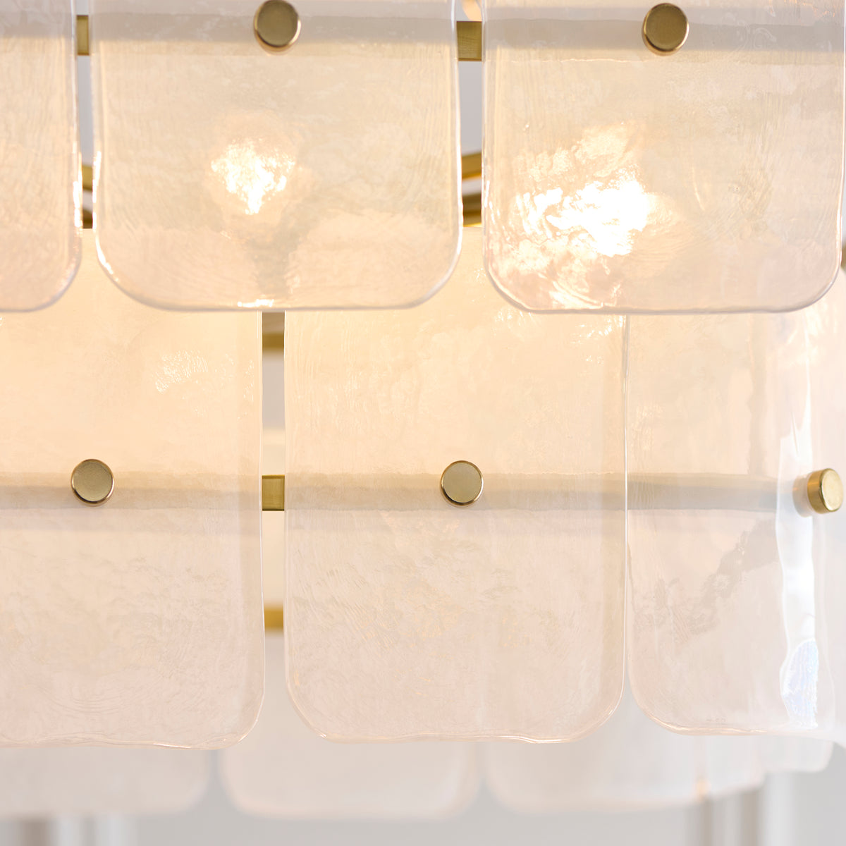 Endon Venice 6lt Pendant Brushed aged brass plate & white handmade textured glass