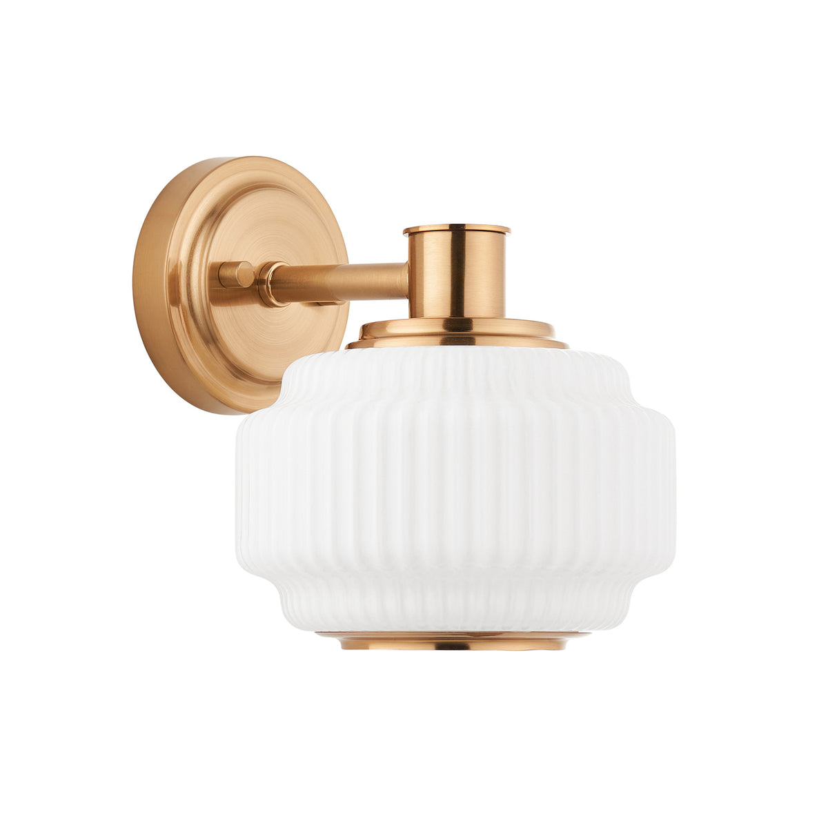 Endon Evora Wall Brushed aged brass plate & opal ribbed glass