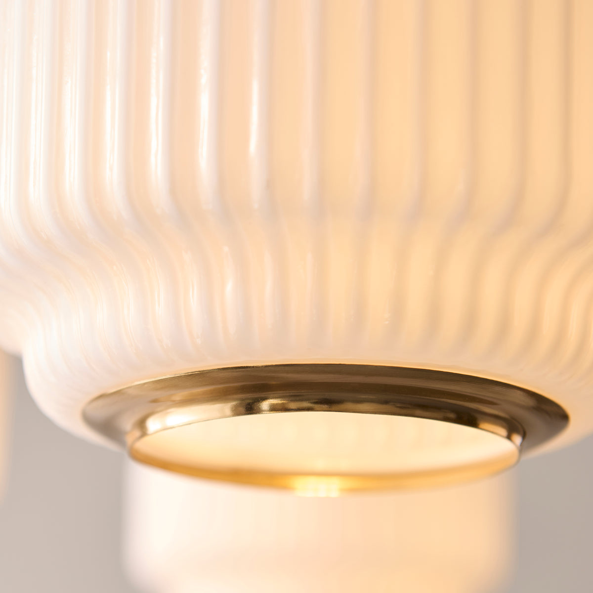 Endon Evora 5lt Pendant Brushed aged brass plate & opal ribbed glass
