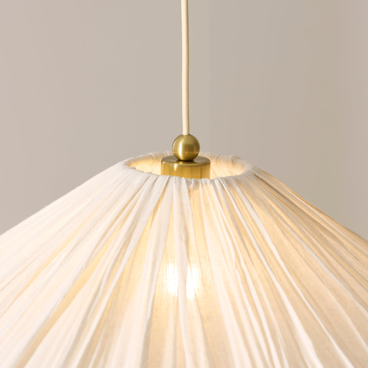 Endon Isabella Grand Pendant Brushed aged brass plate & vintage white fabric