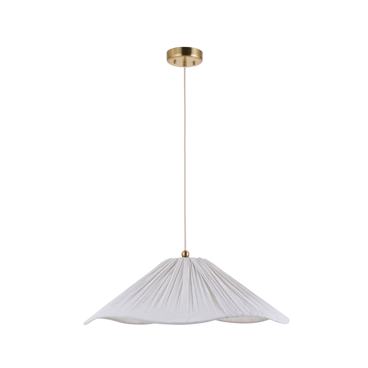 Endon Isabella Grand Pendant Brushed aged brass plate & vintage white fabric
