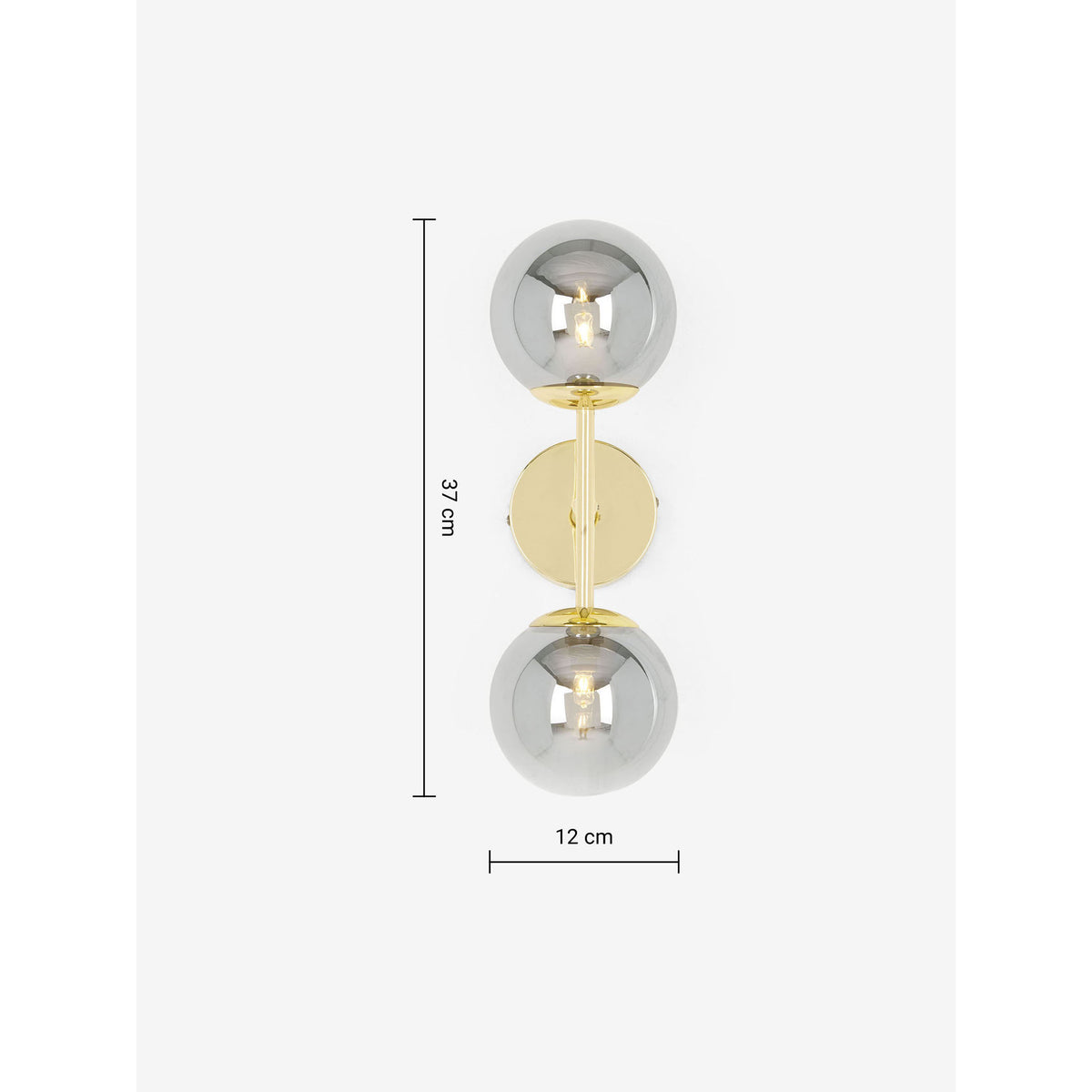 MADE.COM Gold/Smoke Grey Globe Wall Light
